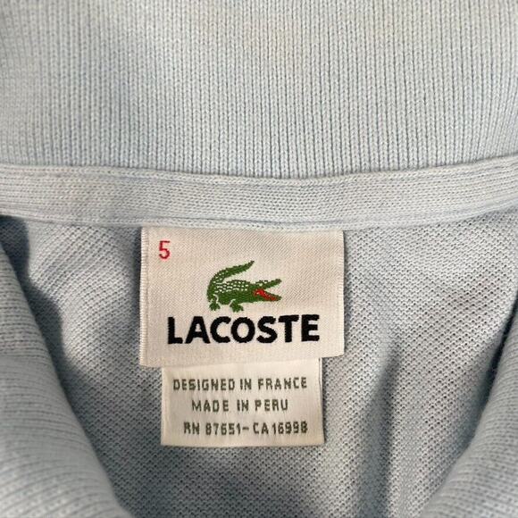 Lacoste Shirt Mens Large 5 Polo Light Blue Button Up Short‎ Sleeve Collard Tee41 - Picture 4 of 6